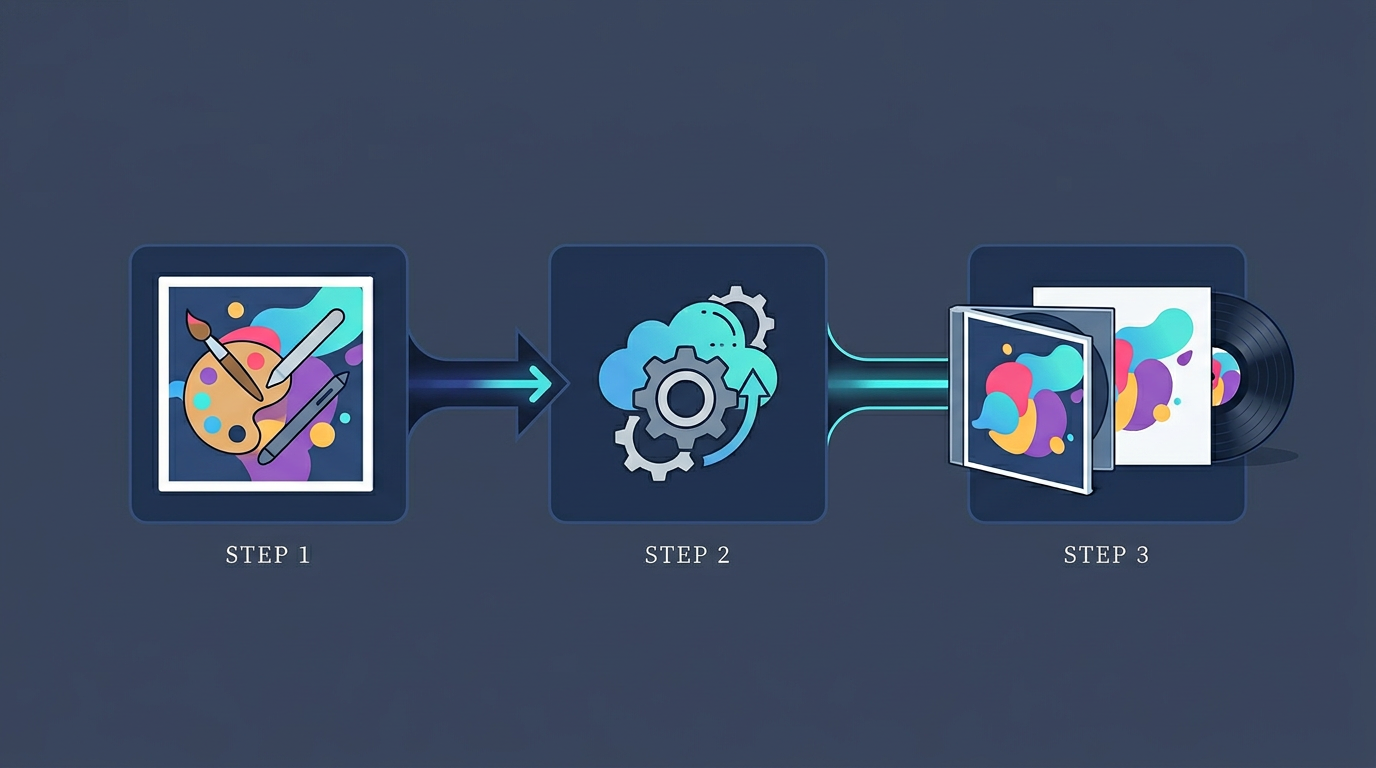 Flusso sintetico: da artwork piatta a mockup su supporti fisici